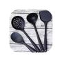 Stainless Steel Handle Silicone Materials Kitchenware Non-stick Pan Shovel Spoon Suit Rice Spoon Cooking Shovel A Set of Four,Black