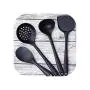 Stainless Steel Handle Silicone Materials Kitchenware Non-stick Pan Shovel Spoon Suit Rice Spoon Cooking Shovel A Set of Four,Black
