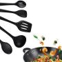 5pcs/set Silicone Kitchen Utensils, Cooking Tool Set, Heat Resistant Silicone Kitchenware, Non Stick Easy To Clean Kitchen Baking Tools,Truner,Spoon(Black)