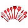 Gwjs Silicone Kitchenware, Non-stick Spatula Silicone Kitchenware Set Cooking Utensils Kitchen Gadget Kitchen Utensils-red