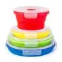 Thin Bins Collapsible Containers ? Set of 4 Round Silicone Food Storage Containers ? BPA Free, Microwave, Dishwasher and Freezer Safe - No more cluttered container cabinet!