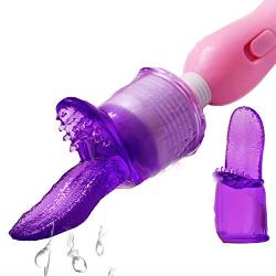 Silicone Tongue AV Wand tremble-Massager Headgear G Sport AV Massager Chest Head Cap Happy Toys for Woman,Purple