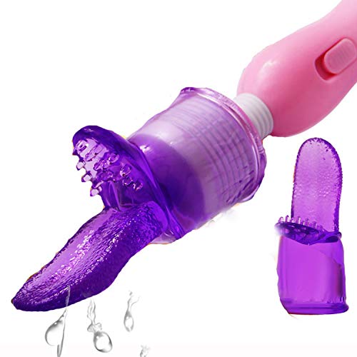 Silicone Tongue AV Wand tremble-Massager Headgear G Sport AV Massager Chest Head Cap Happy Toys for Woman,Purple