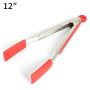 Jdeepued Silicone kitchenware 3-Piece 12 Inches Heavy Duty Non-Stick Stainless Steel Silicone BBQ and Kitchen Tongs Red Silicone Kitchen Utensils (Color : Red, Size : 12 Inches)