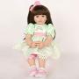 Realistic Reborn Baby Toddler Girl Doll Vinyl Green Princess Dress 24 Inches