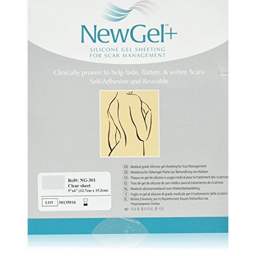 NewGel+ Silicone Gel Sheeting for Scar Management - 5inch x 6inch Sheet Clear (1 per box)