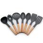 Silicone Cooking Utensil Kitchen Set - Wooden Handle Nonstick Cookware Spatula Cooking Tool Silicone Kitchenware Set, Kitchenware