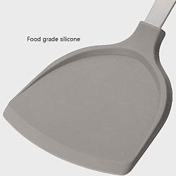 Silicone shovel non-stick cooking shovel high temperature household stainless steel kitchenware special protective pot silicone spatula (Color : Gray)