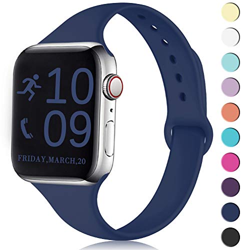 Zekapu Sport Band Compatible for Apple Watch 38mm 42mm 40mm 44mm, Soft Silicone Narrow Slim Sport Replacement Wristband for iWatch Series 5, Series 4, Series 3, Series 2, Series 1 Women