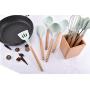 Silicone Kitchenware Set of 9 - Fresh Green Silicone Set, Heat and Non-stick Kitchen Set with Wooden Handle, 9-piece set