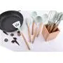 Silicone Kitchenware Set of 9 - Fresh Green Silicone Set, Heat and Non-stick Kitchen Set with Wooden Handle, 9-piece set