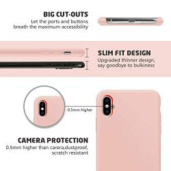 iPhone X Case Silicone, iPhone X Silicone Case, Xperg Slim Liquid Silicone Gel Rubber Shockproof Case Soft Microfiber Cloth Lining Cushion Compatible with iPhone X 5.8 inch (2017), Pink Sand