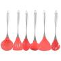 Stainless Steel Kitchenware Red 304 Stainless Steel Silicone Kitchenware High Temperature Non-stick Cookware Spatula Soup Spoon, 304stainless steel