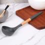 Non-Slip Cookware, Silicone Kitchenware Non-Stick Kitchen Cookware with Beech Handle - Soup Spoon