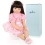 Realistic Reborn Baby Doll Silicone Vinyl Toddler Girl Back Long Hair with Pink Dress 24 Inches