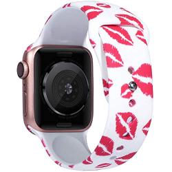 EXCHAR Compatible with Apple Watch Band 40mm 38mm 44mm 42mm Fadeless Pattern Printed Floral Bands Silicone Replacement Band for iWatch Series 5 Series 4/3/2/1 for Women Men
