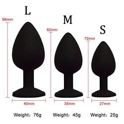 3 Pcs 3 Size Silicone Jeweled Anal Butt Plug Beginner Kit,Flirt Toys Luxury Jewel Anal Trainers for Men Women Couples Lover