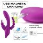 Handheld Ma^Ssager Sìx Toy Wand USB Magnetic Charging Silicone Rabbit Massage Stick -Purple By Luseeo