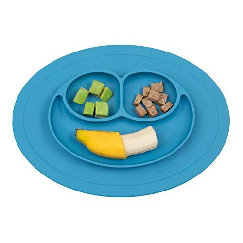 ezpz Mini Mat - One-Piece Silicone placemat + Plate (Blue), One Size