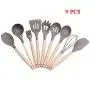 Kitchen Utensil Set Silicone 9 Piece Silicone Kitchenware Gadget Wooden Handle Kitchen Spatula Set Shovel Spoon Home Kitchen Tools