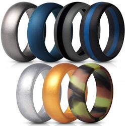 Saco Band Mens Silicone Rings Wedding Bands - 7 Pack / 1 Ring