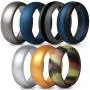 Saco Band Mens Silicone Rings Wedding Bands - 7 Pack / 1 Ring