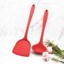 Kitchenware Set, Silicone Heat-Resistant Kitchen Cooking Tools Non-Stick Shovel Spoon Colander Household 5 Piece Set, red