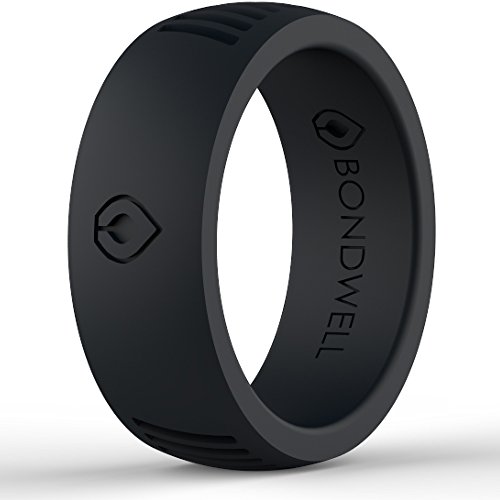 BONDWELL Silicone Wedding Ring for Men Save Your Finger & A Marriage Safe, Durable Rubber Wedding Band for Active Athletes, Military, Crossfit, Weight Lifting, Workout