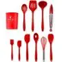 HS-ZGC Kitchenware All Inclusive Silicone Kitchen Utensils Set of 10 Non-Stick Silicone Shovel Spoon Kitchen Tools Set of 10,Red
