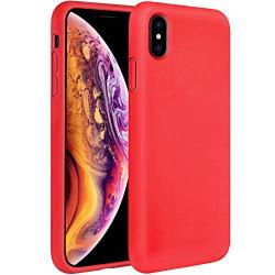 Miracase Liquid Silicone Case Compatible with iPhone Xs (2018)/ iPhone X(2017) 5.8 inch, Gel Rubber Full Body Protection Shockproof Cover Case Drop Protection Case (Red)