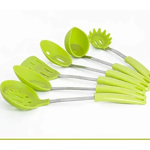 JunbosiKitchenware 6 Piece Set of Bow Handle Non-Stick Pan Silicone Shovel Silicone Kitchenware