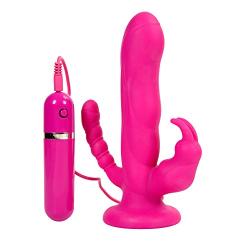 Eden Toys Eden triple pleasure hands free silicone vibrator - Silicone Triple stimulation vibrator