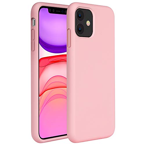 Miracase Liquid Silicone Case Compatible with iPhone 11 6.1 inch(2019), Gel Rubber Full Body Protection Shockproof Cover Case Drop Protection Case（Pink）