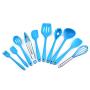 JunbosiSilicone Kitchenware Set of 10 Kitchen Silicone Cooking Spoon Shovel Kitchenware Set Colander Kit,Blue