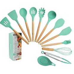 Silicone Kitchenware Kitchenware Set ? ? Silicone Kitchenware Set Spatula Set ? Silicone Appliance Cooking Set Dark green 12 piece set