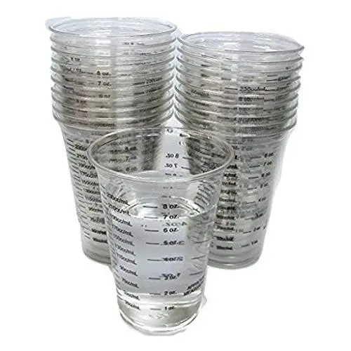 20 8oz Disposable Graduated Clear Plastic Cups for Mixing Paint, Stain, Epoxy, Resin