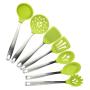 Kitchen tools Safety and environmental protection cooking spoon shovel set Stainless steel handle silicone kitchenware set 7