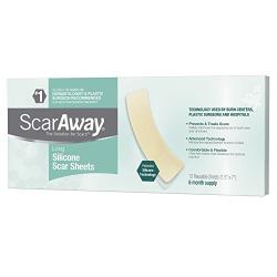 ScarAway Long Silicone Scar Treatment Sheets, Ideal for Larger and Longer Scars, 12 Multi-Use Adhesive Soft Fabric Strips, 1.5 in. x 7 in.