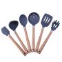 Kitchen Silicone Kitchenware Set of 6 High Temperature Wood Handle Silicone Nonstick Cookware Spoon Shovel Suitable for baking