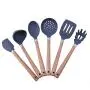 Kitchen Silicone Kitchenware Set of 6 High Temperature Wood Handle Silicone Nonstick Cookware Spoon Shovel Suitable for baking