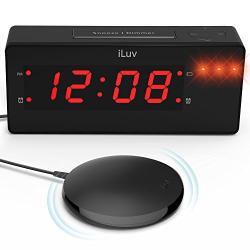 iLuv TimeShaker Wow - Vibrating Alarm Clock for Heavy Sleepers, Bed Shaker, LED Digital Display Dual Alarm, Super Loud Alarm Clock Sound, LED Alert Light, USB Charging Port, and Vibrating Alarm Shaker