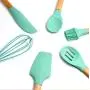JYHYGS Kitchenware Set, Wooden Handle Silicone Kitchenware, Non-Stick Pan, Heat-Resistant Cooking Shovel Spoon, 8-Piece Set, Green