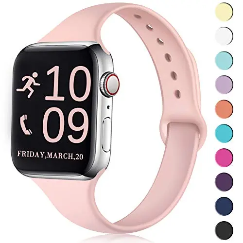 Zekapu Sport Band Compatible for Apple Watch 38mm 42mm 40mm 44mm, Soft Silicone Narrow Slim Sport Replacement Wristband for iWatch Series 5, Series 4, Series 3, Series 2, Series 1 Women