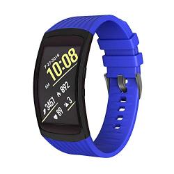 NotoCity Compatible Samsung Gear Fit2 Pro Band Solft Silicone Gear Fit2 Watch Strap for Samsung Gear Fit2 Pro Smartwatch Bands(Dark Blue, Large)