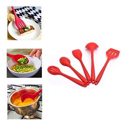 Best Quality - Cooking Tool Sets - 5-Pieces Red Kitchenware Kitchen Utensils Heat Resistant Silicone Cooking Tools Cookware Set - by SeedWorld - 1 PCs