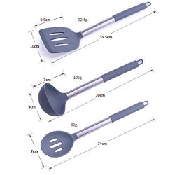 Silicone Kitchenware Set of 3 Non-stick Spatula Spoon Shovel Soup Shell Kitchen Simple Gadget