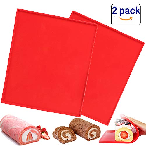 2 Pcs Luck Love Swiss Roll Cake Mat Flexible Baking Tray Jelly Roll Pan Silicone Cookies Mold Bakeware