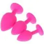 Huluda 3Pcs/Set Sexy Jeweled Silicone Plug Stimulation Toys for Beginners (Pink)