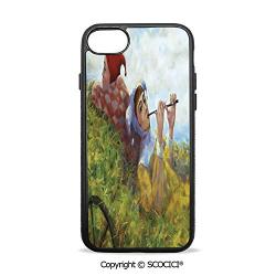 SCOCICI Non-Slip Drop Protection Smart Cell Phone Case Children Girls Enjoying The Nature on Old Cart at The Country Nature Painting Pastoral Theme Compatible with iPhone 7