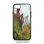 SCOCICI Non-Slip Drop Protection Smart Cell Phone Case Children Girls Enjoying The Nature on Old Cart at The Country Nature Painting Pastoral Theme Compatible with iPhone 7